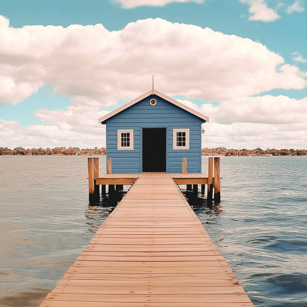 Waterfront Cabin Photo to Charcoal Sketch