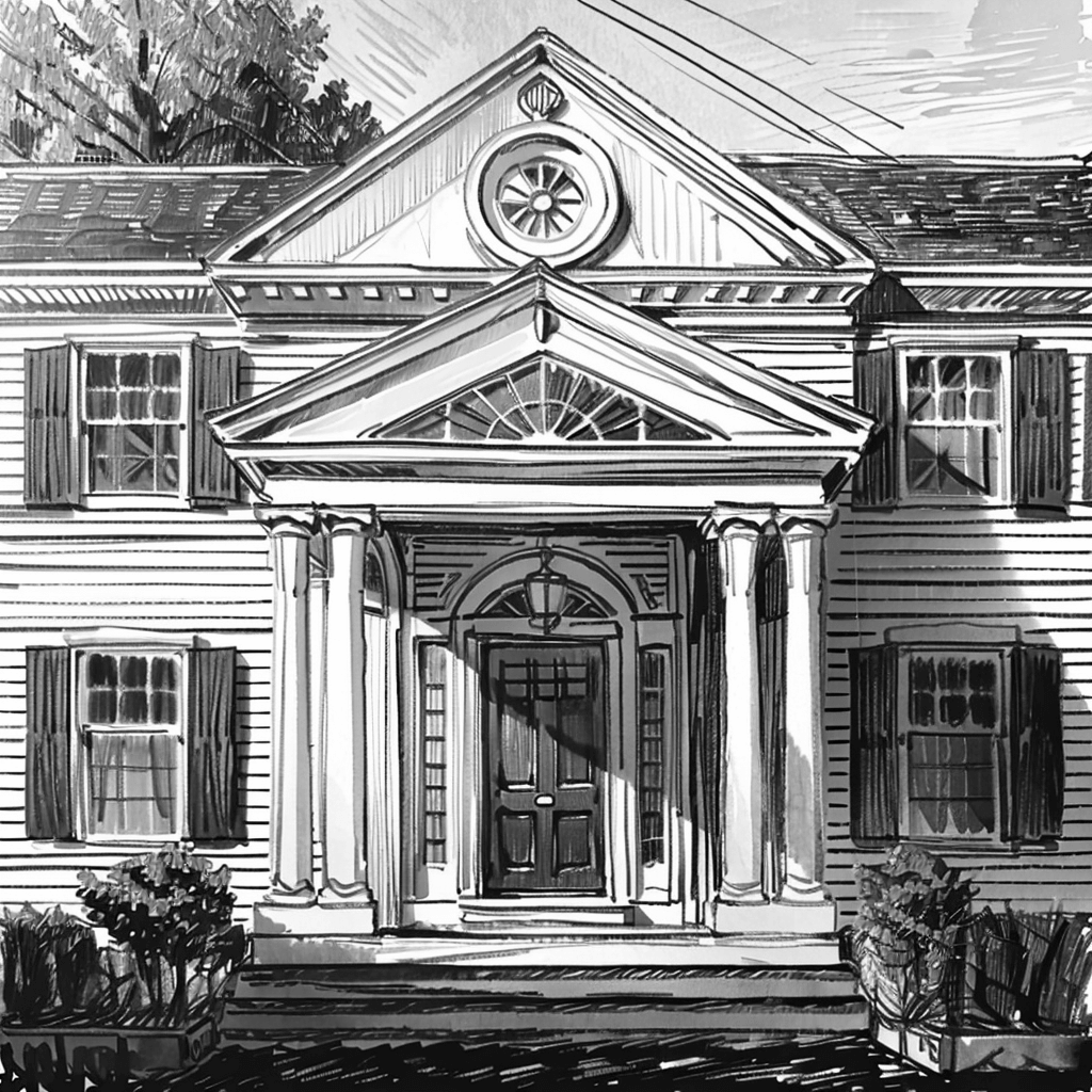 Georgian Home Photo to Charcoal Sketch