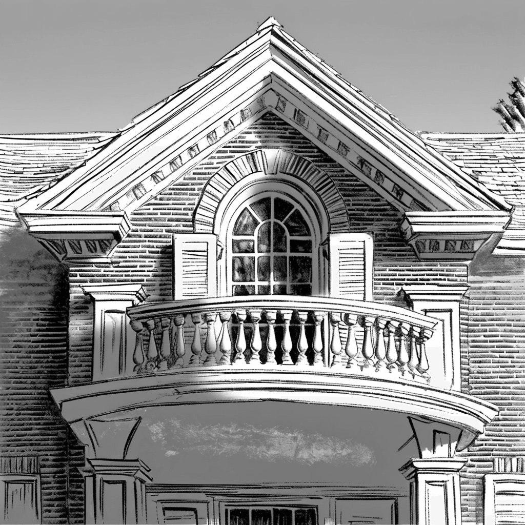Georgian Balcony Photo to Pencil Sketch