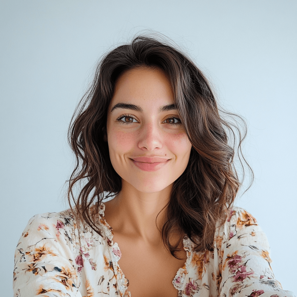 A picture of a woman sitting in a cafe.