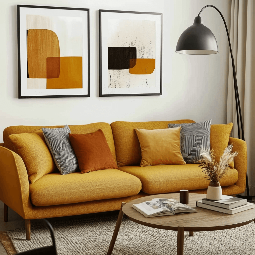 Living Room Interior Photo to Charcoal Sketch