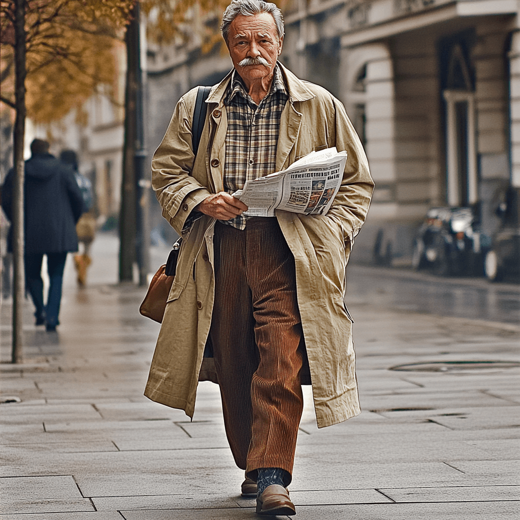 Stylish Senior Man Street Photo to Charcoal Sketch