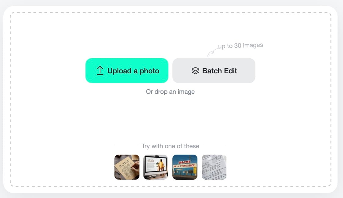 Screenshot demonstrating the process of uploading a photo to the Unblur Text Tool in insMind