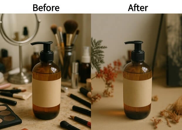 Use AI to swap out props or furniture in commercial or product images.