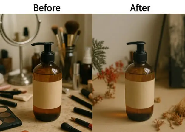 Use AI to swap out props or furniture in commercial or product images.