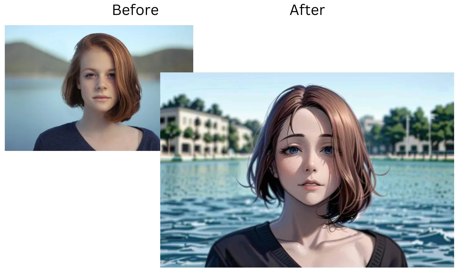 Demonstration image showing a photo before and after changing the  Filter using the insMind tool