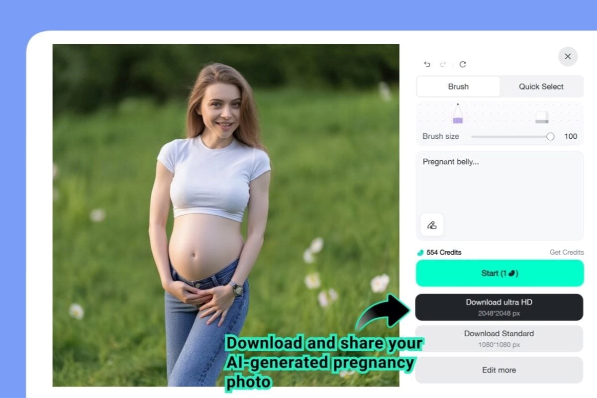 Step 4: Download and share your AI-generated pregnancy photo