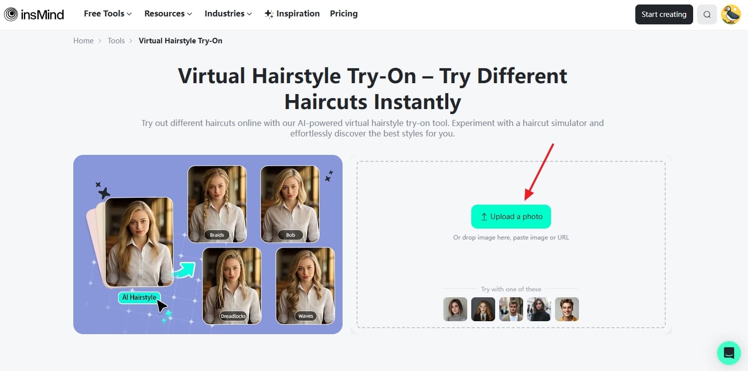 upload photos in insMind  for Bixie