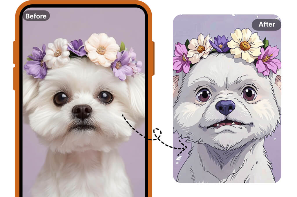 Convert Pet Photo to Cartoon Anytime on Your Phone