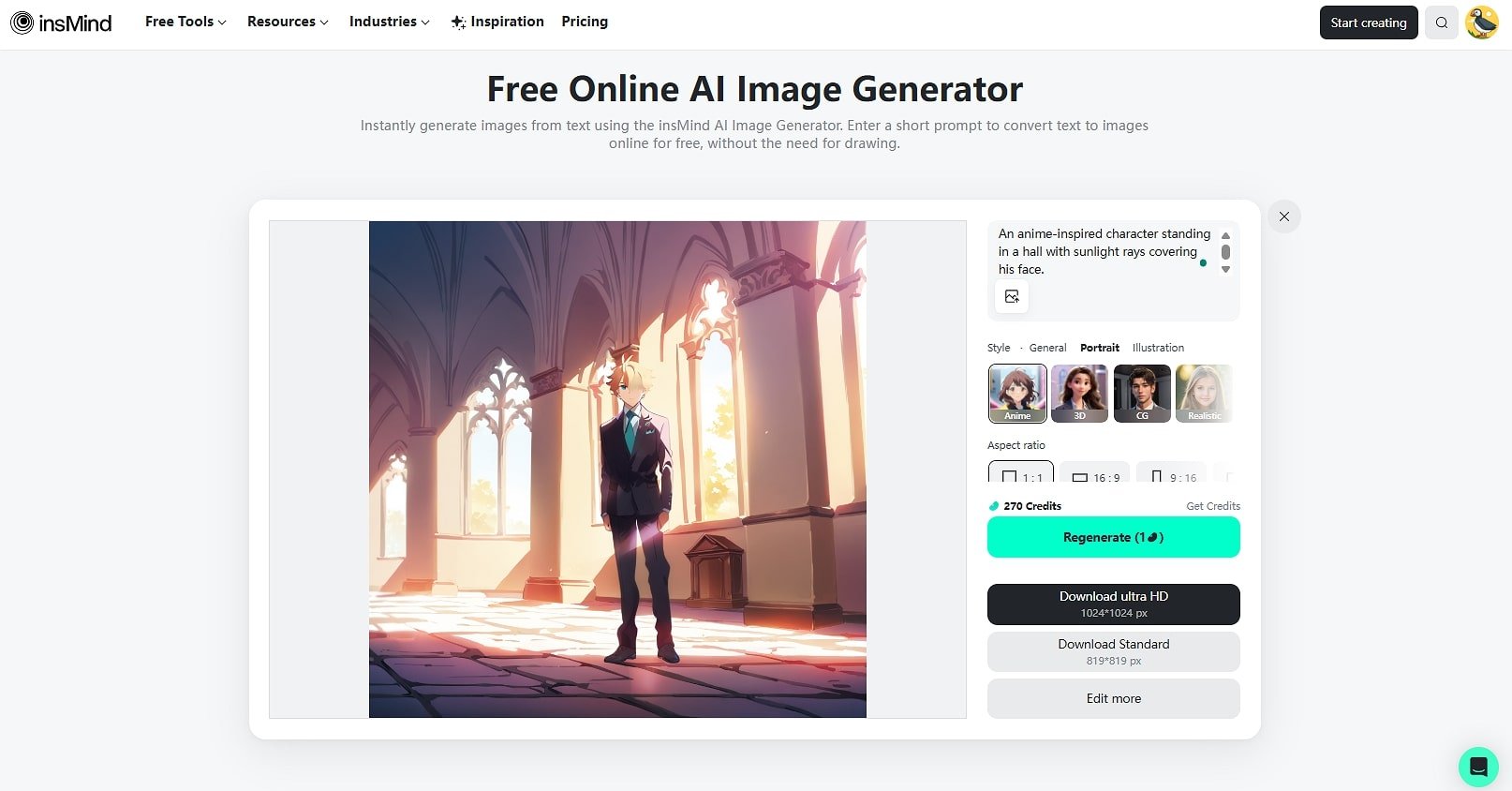 insMind's ai image generator