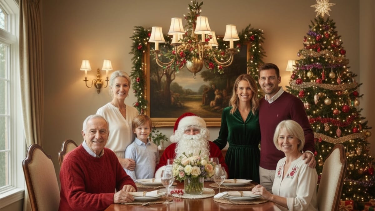 Family Santa Photo An image of Family Santa Photo created by insMind's AI Santa Filter