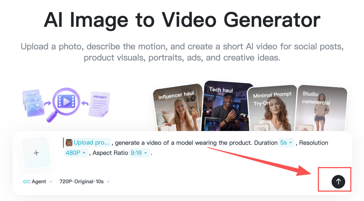 Generate control on insMind image to video page Generate control on insMind image to video page