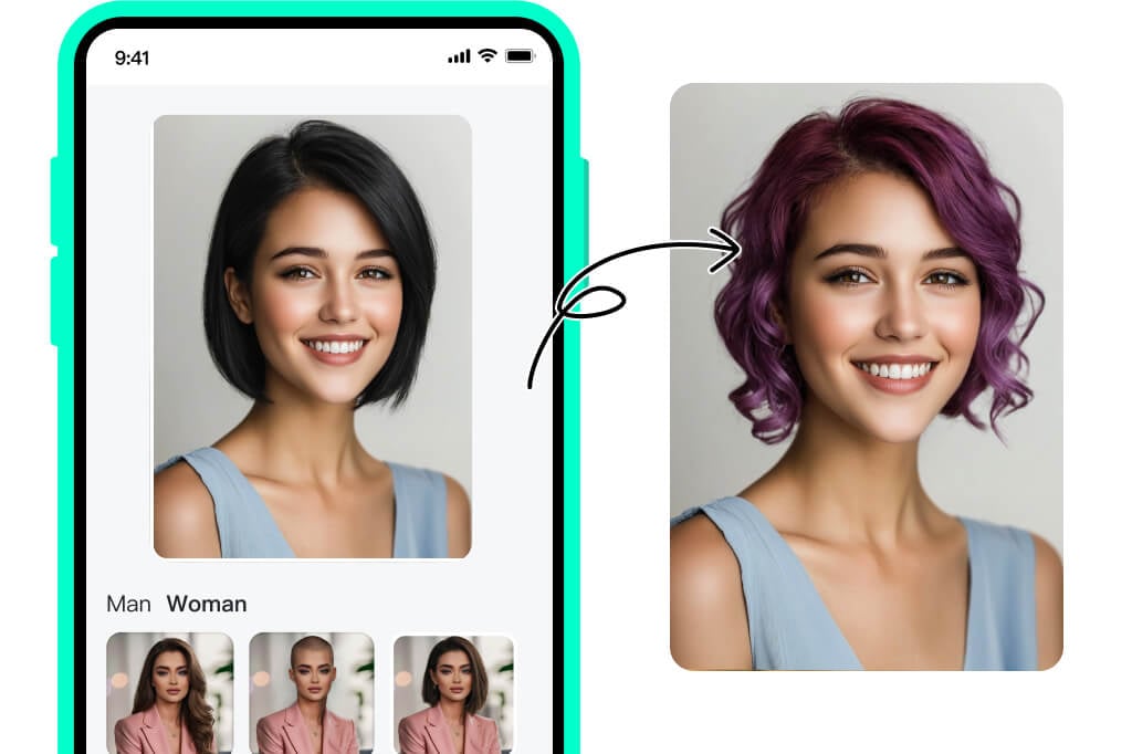 Virtual Perm Hairstyle Try-On – Works on Any Device, No App Needed