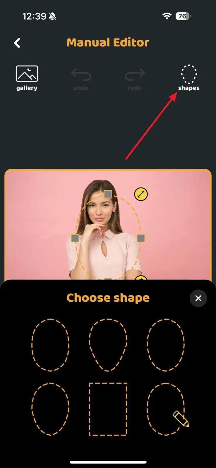 access the shape icon of face morphing tool