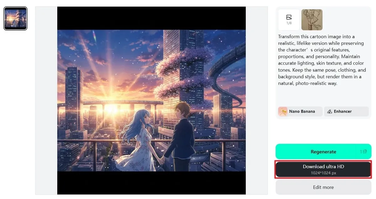 Demonstrates how a sketch is converted from drawing to realistic AI using insMind.