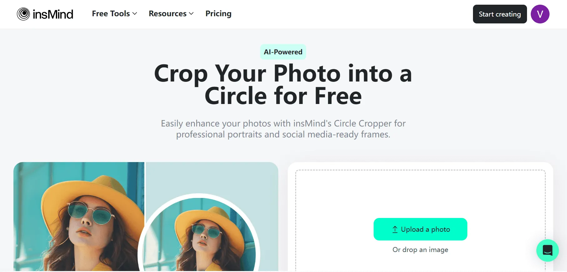 access the Circle Cropper tool in insMind