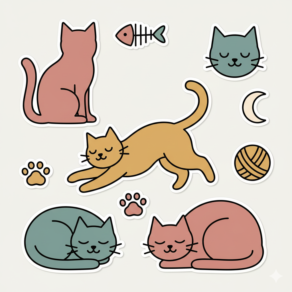 Cat&nbsp;Sticker&nbsp;and&nbsp;Design&nbsp;Elements