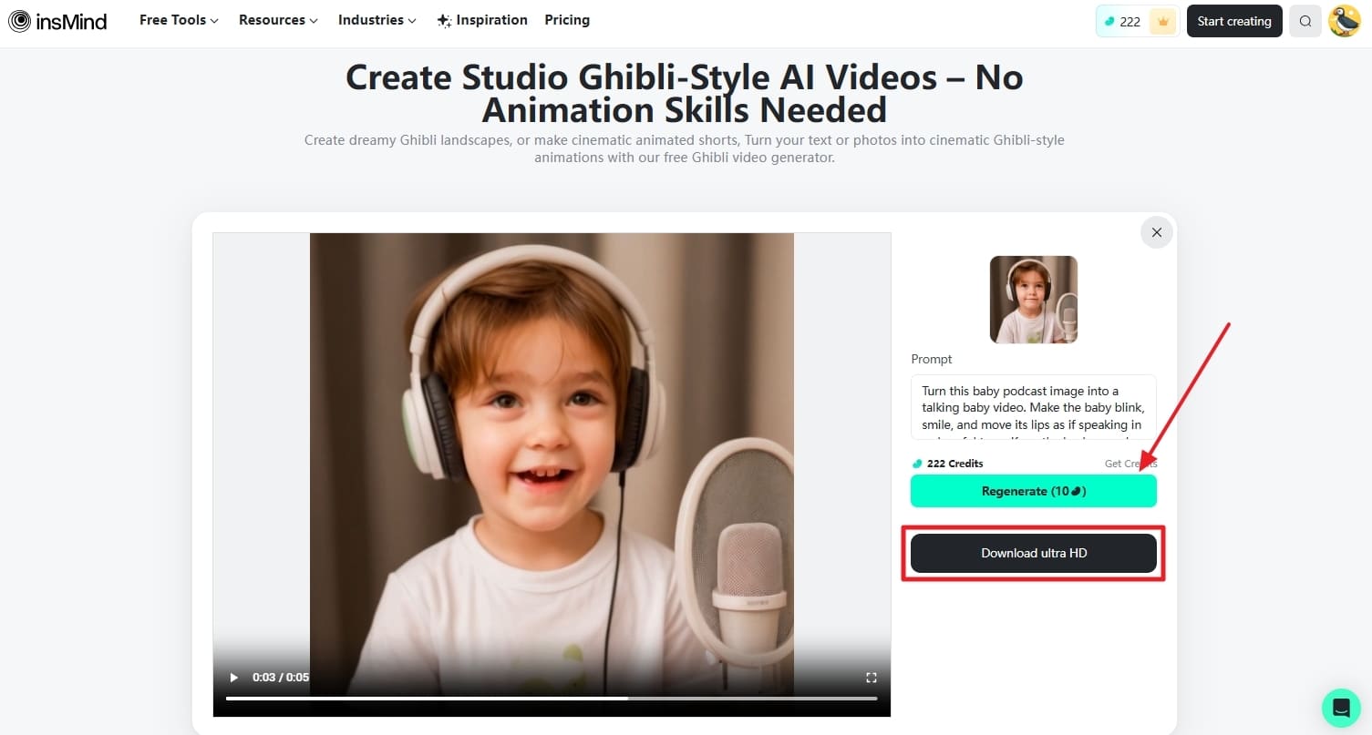Regenerate or Download Video