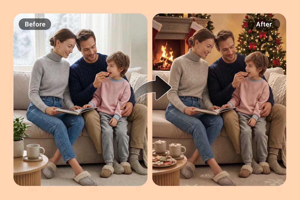 Add a Christmas Background to Family Photos Add a Christmas Background to Family Photos