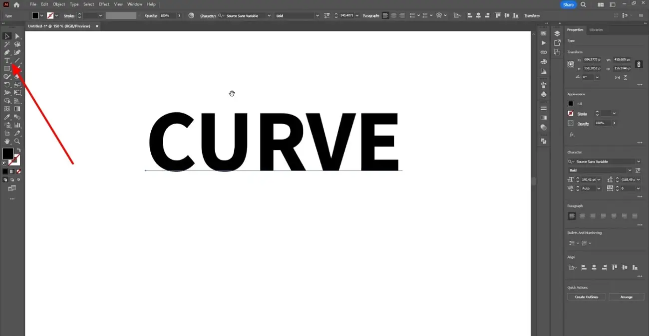 Access Illustrator and Choose the Style - How to Curve Text