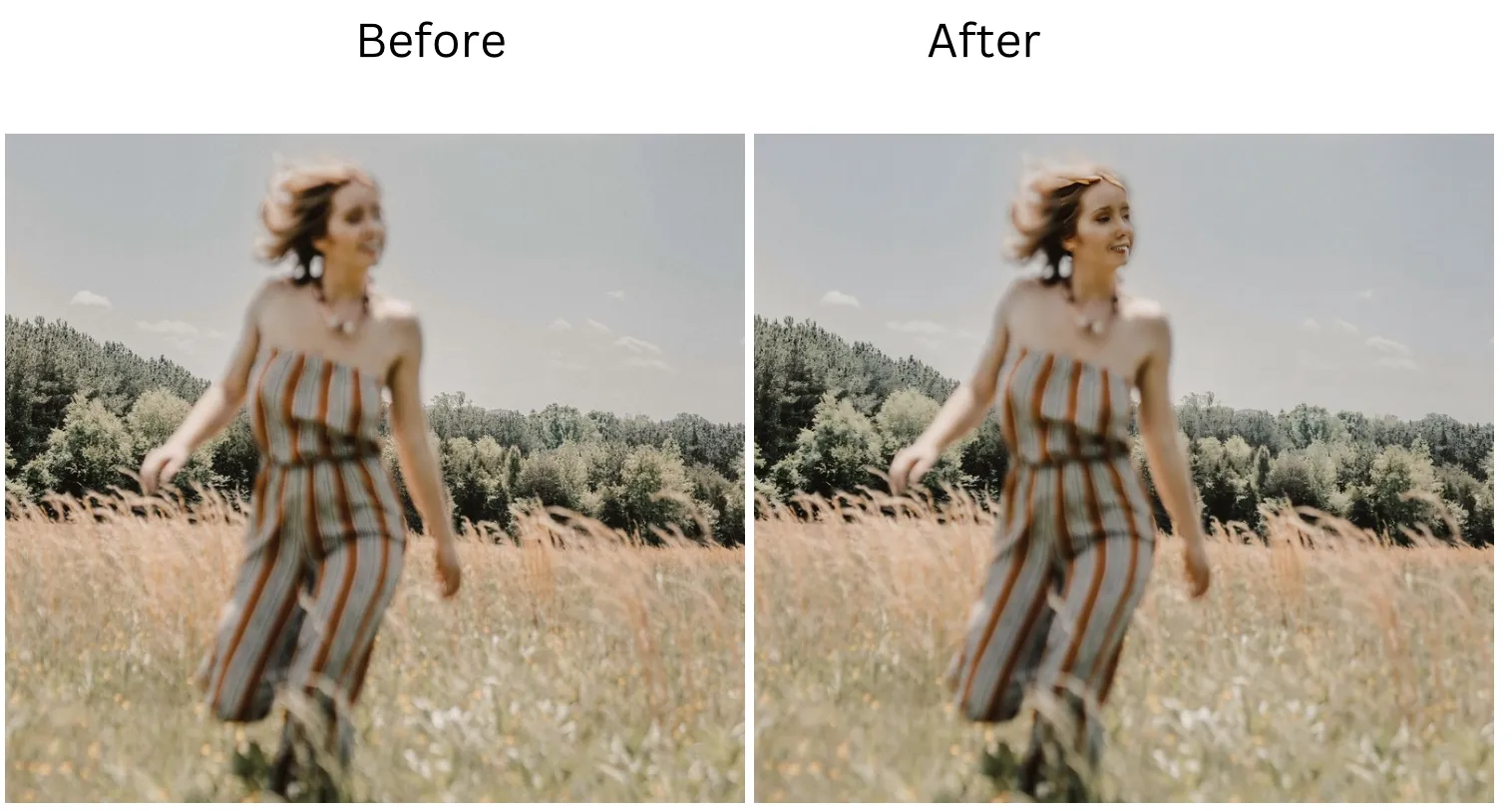 Demonstration image showing a photo before and after Enhancing using the insMind tool