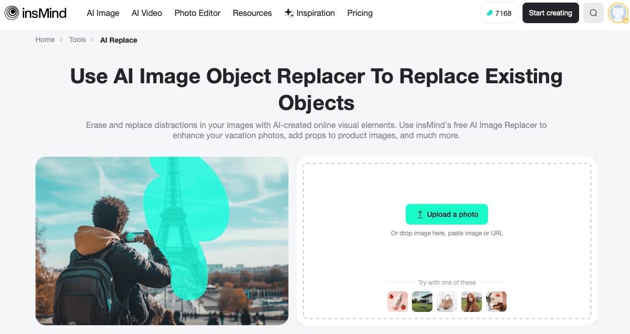 Access the AI Replace page directly in your browser, no installation required.