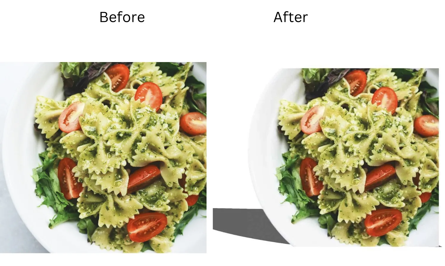 Demonstration image showing a photo before and after adding shadow using the insMind tool