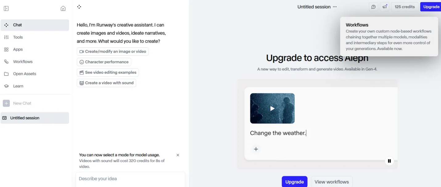 View the Runway tool interface for AI image-to-video creation.