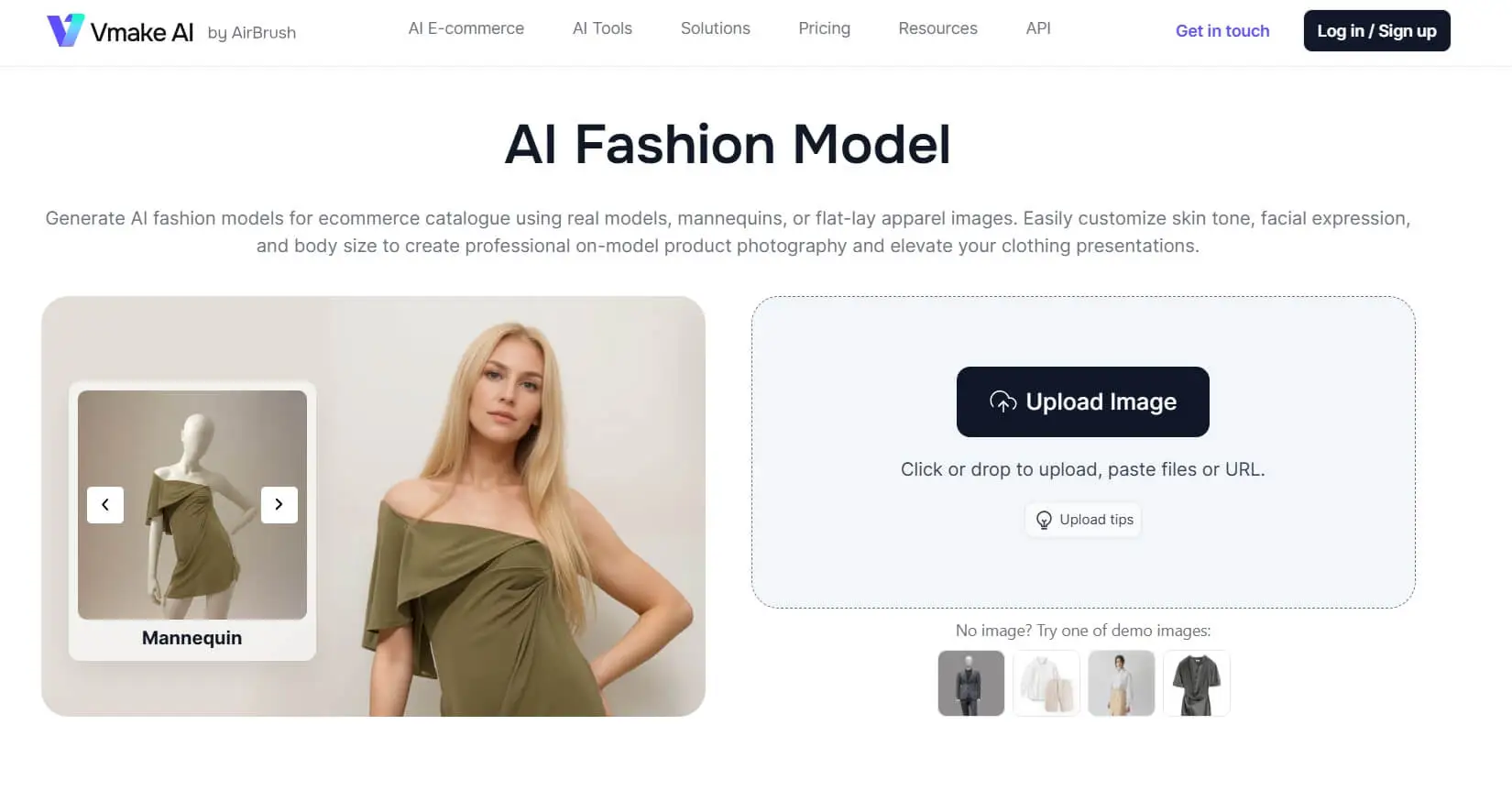 vmake ai clothing model generator