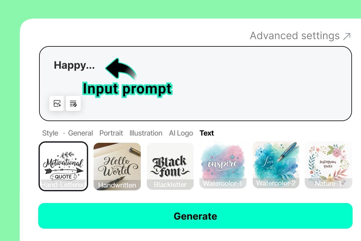 Step 1: Enter the text you want to turn into a font