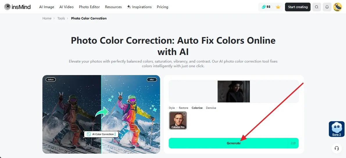 click generate to fix underexposed photo Click generate to fix underexposed photo with AI tools