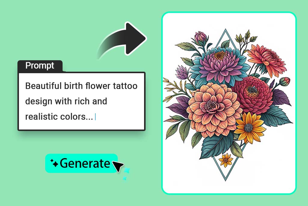 Generate Realistic Birth Flower Tattoos Online