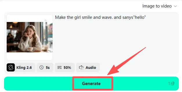 Click “Generate” Button Click the "Generate" button to create your video.