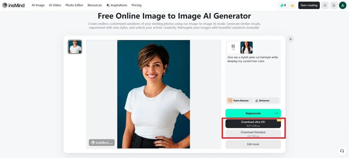 Review and download your new pixie cut hairstyle after testing with the pixie cut filter.