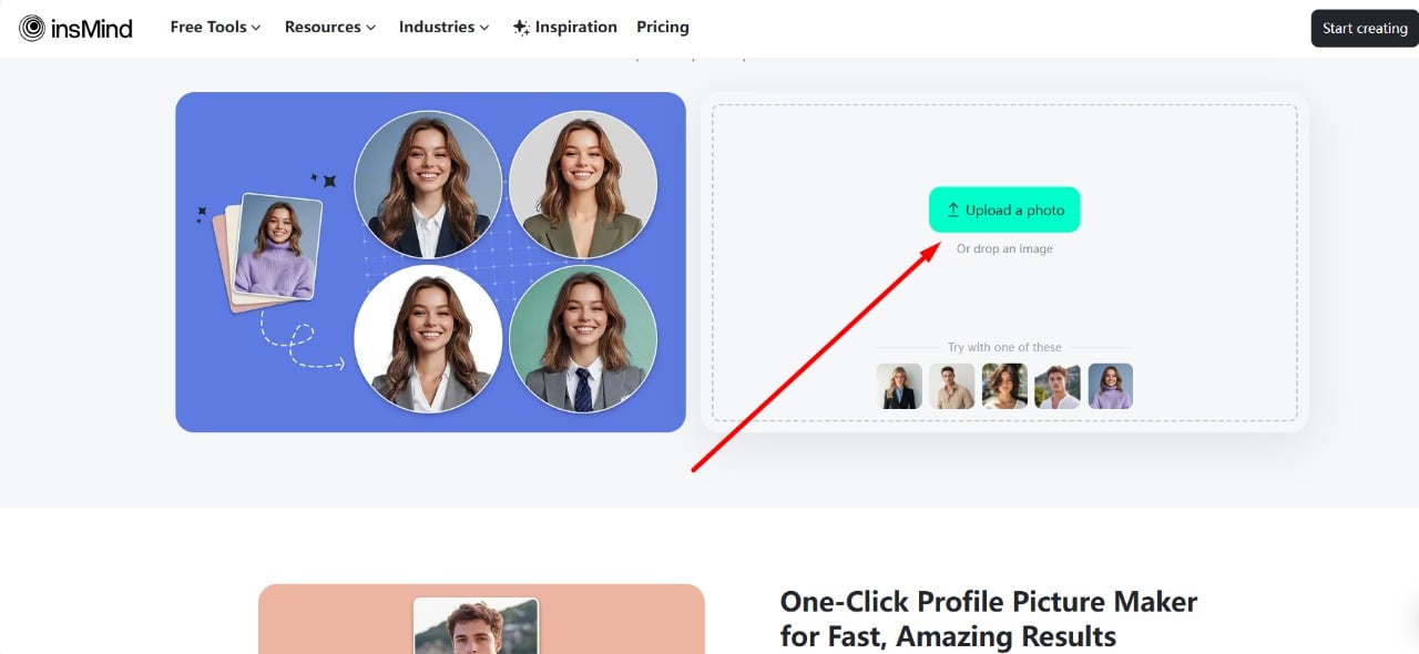 Upload your photo to generate LinkedIn avatar