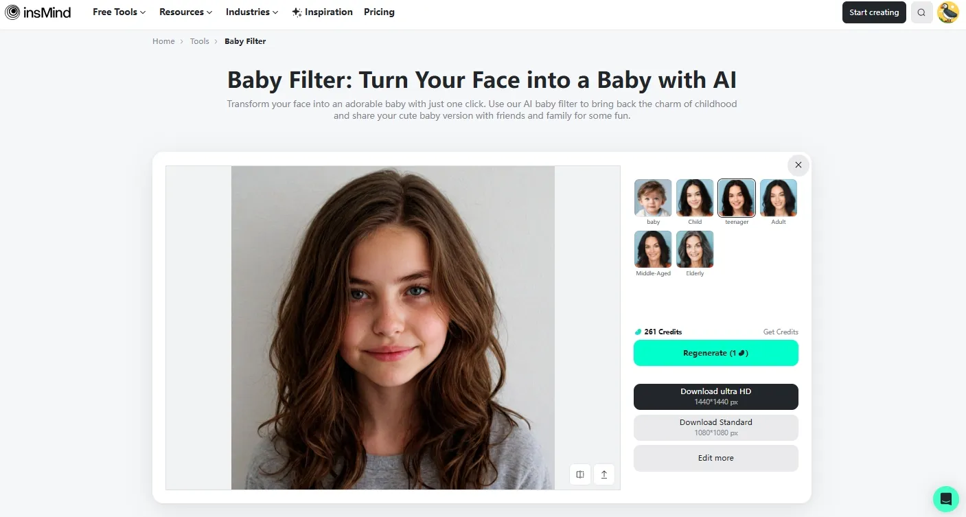 teenager filter in insMind