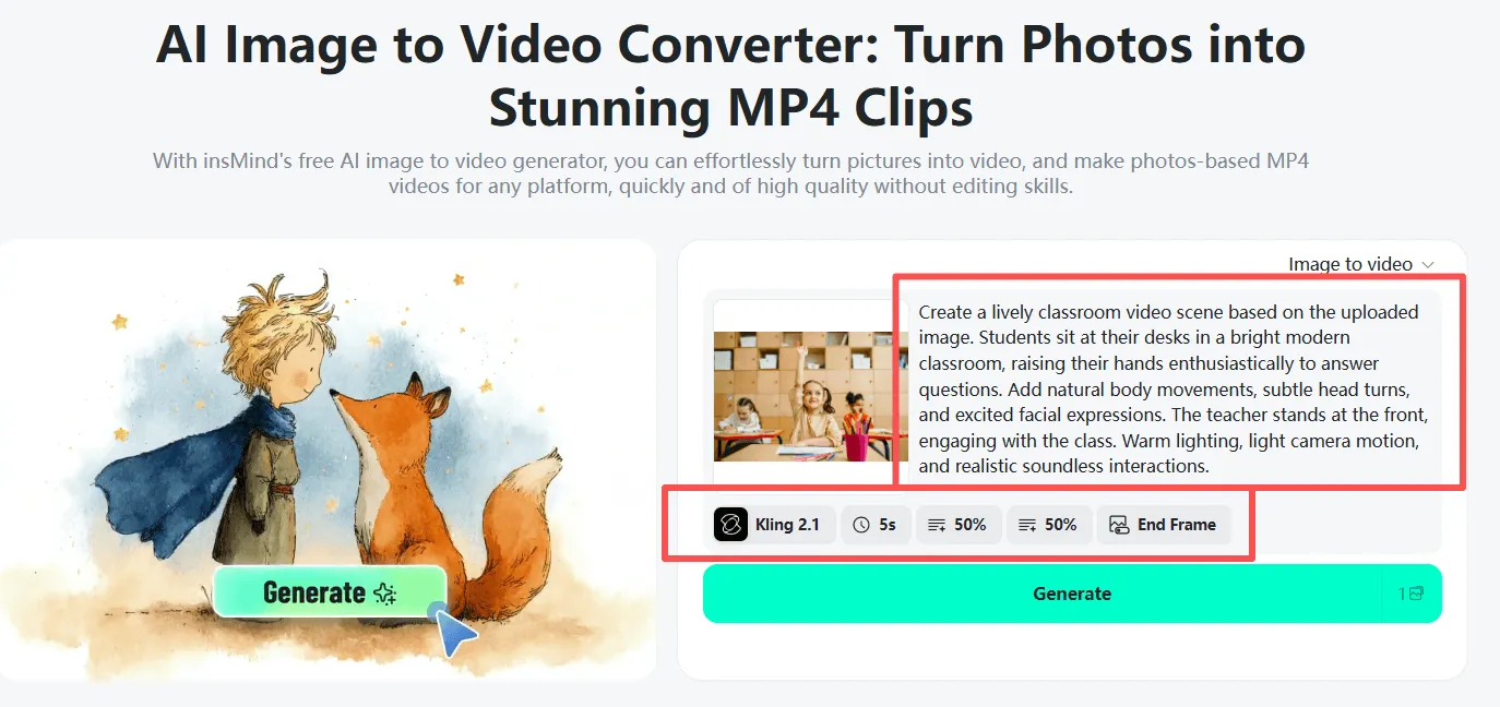 Add simple instructions to guide the AI in generating your video.
