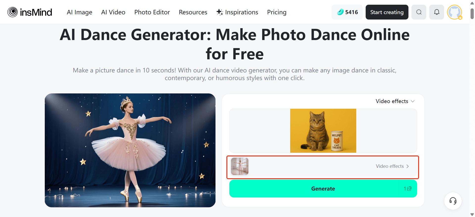 Select from dance effects like Twerk, Swing, or Ballet for your pet's video.