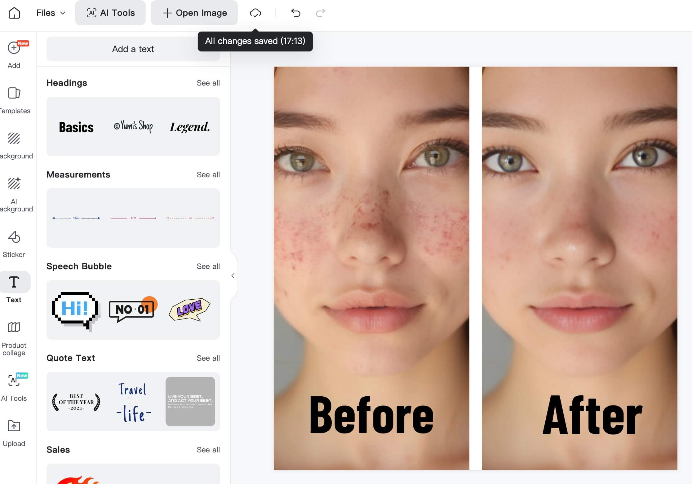 Use text to clearly mark the “Before” and “After” in your collage.