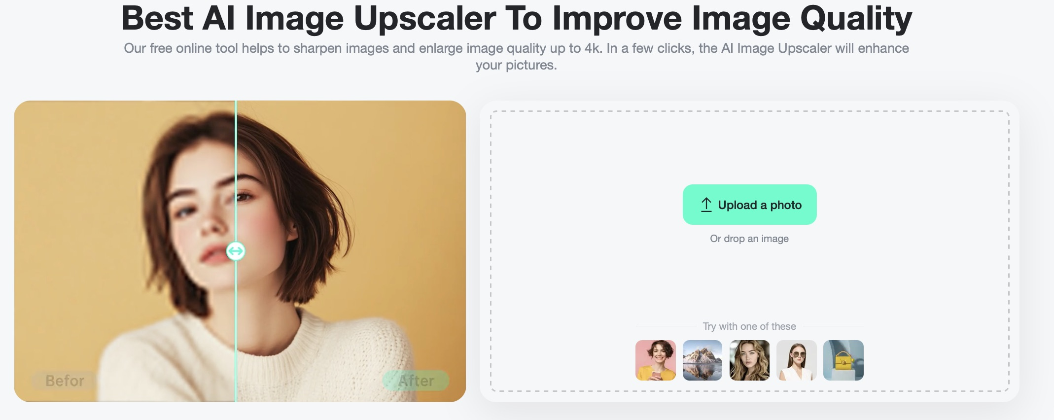 Screenshot demonstrating the process of uploading a photo to the AI Image Upscaler Tool in insMind