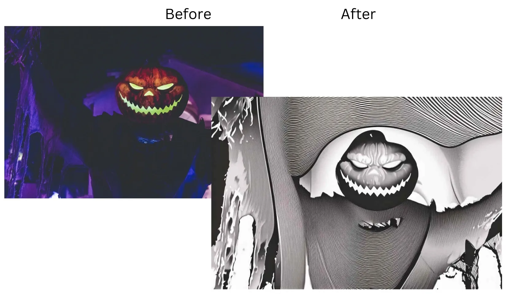 Demonstration image showing a photo before and after changing the  Filter using the insMind tool