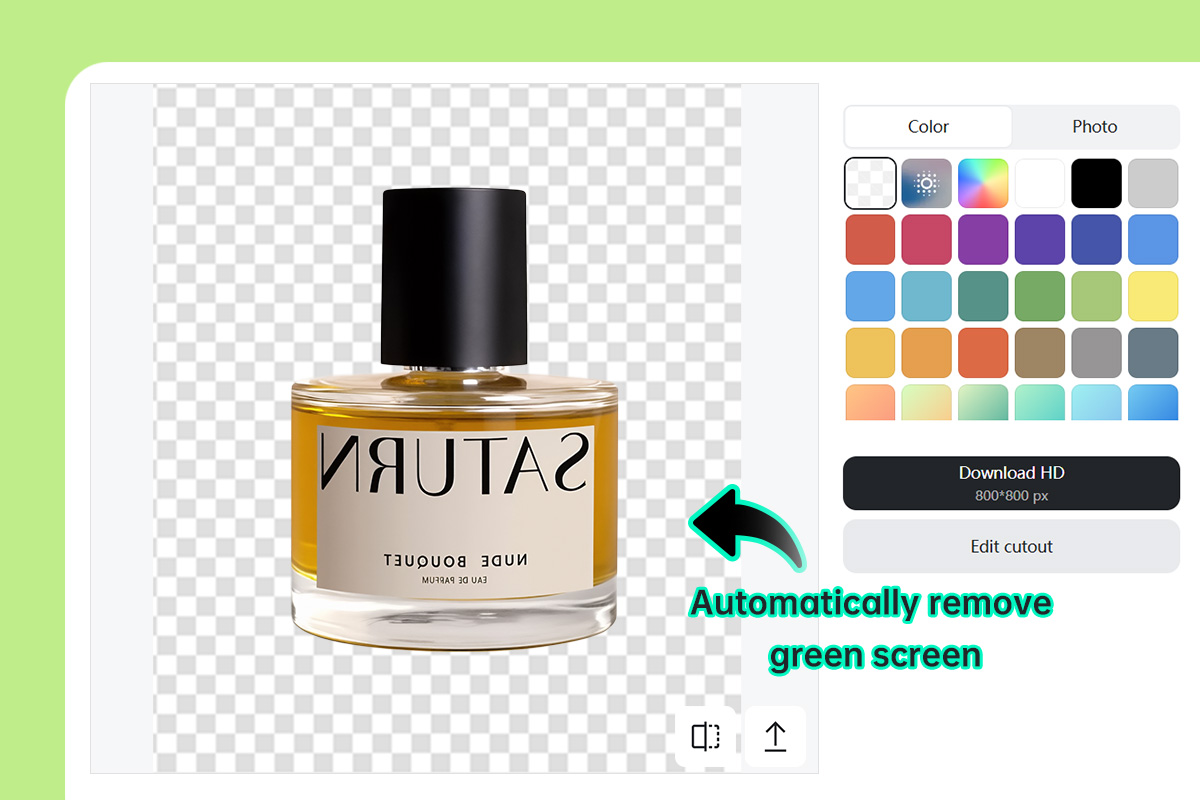 Step 2: AI automatically removes the green screen background