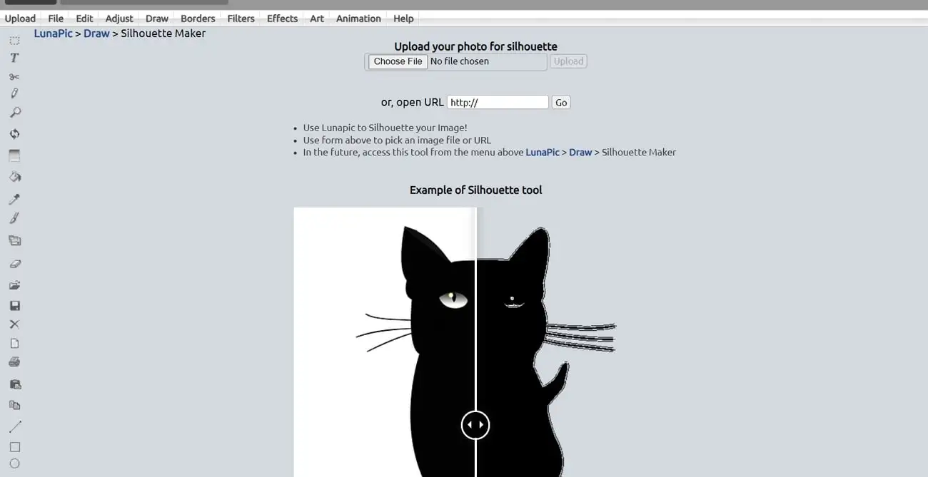 Screenshot of lunapic silhouette maker - How to Make a Silhouette