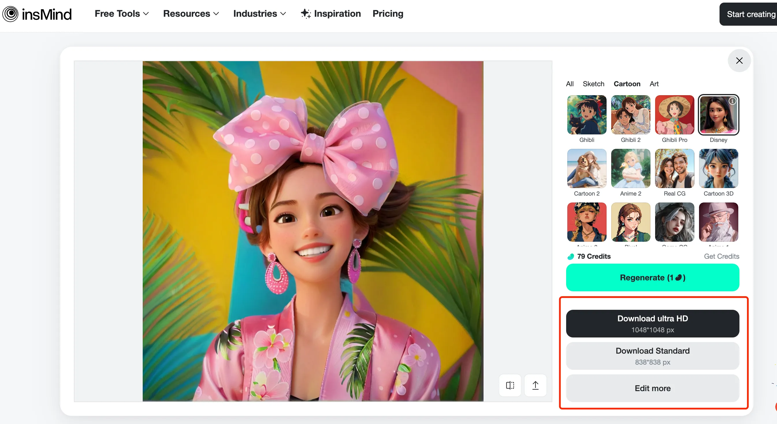 Download Pixar Style image in insMind