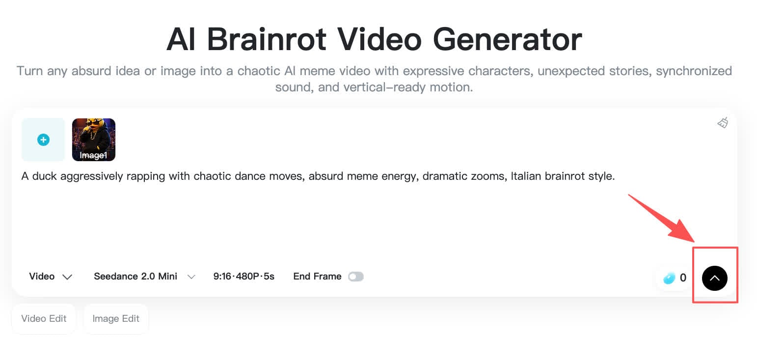 Generate Brainrot Video Generate control ready to create the brainrot meme video.