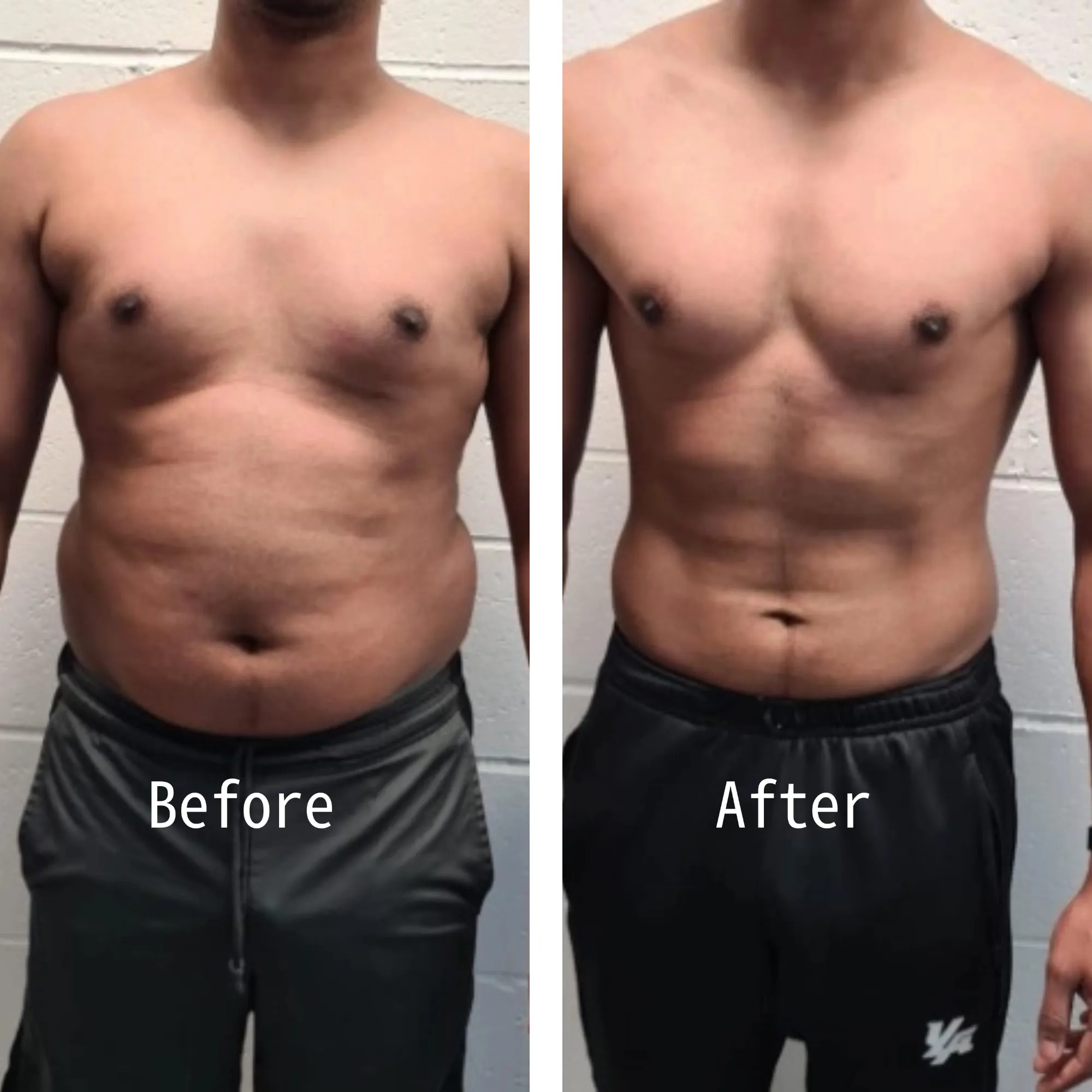 Show before and after results of your workout progress in one photo.