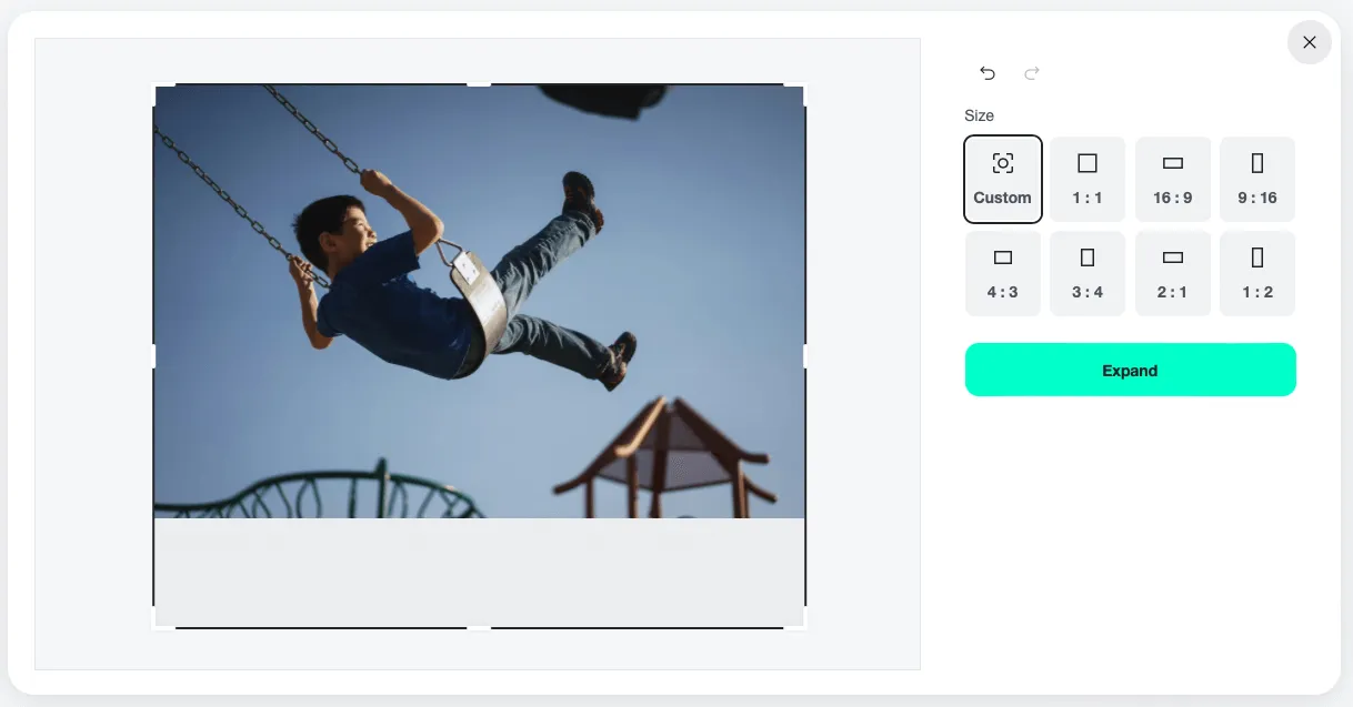 screenshot shows the process of uncropping your photo using insMind Uncrop AI