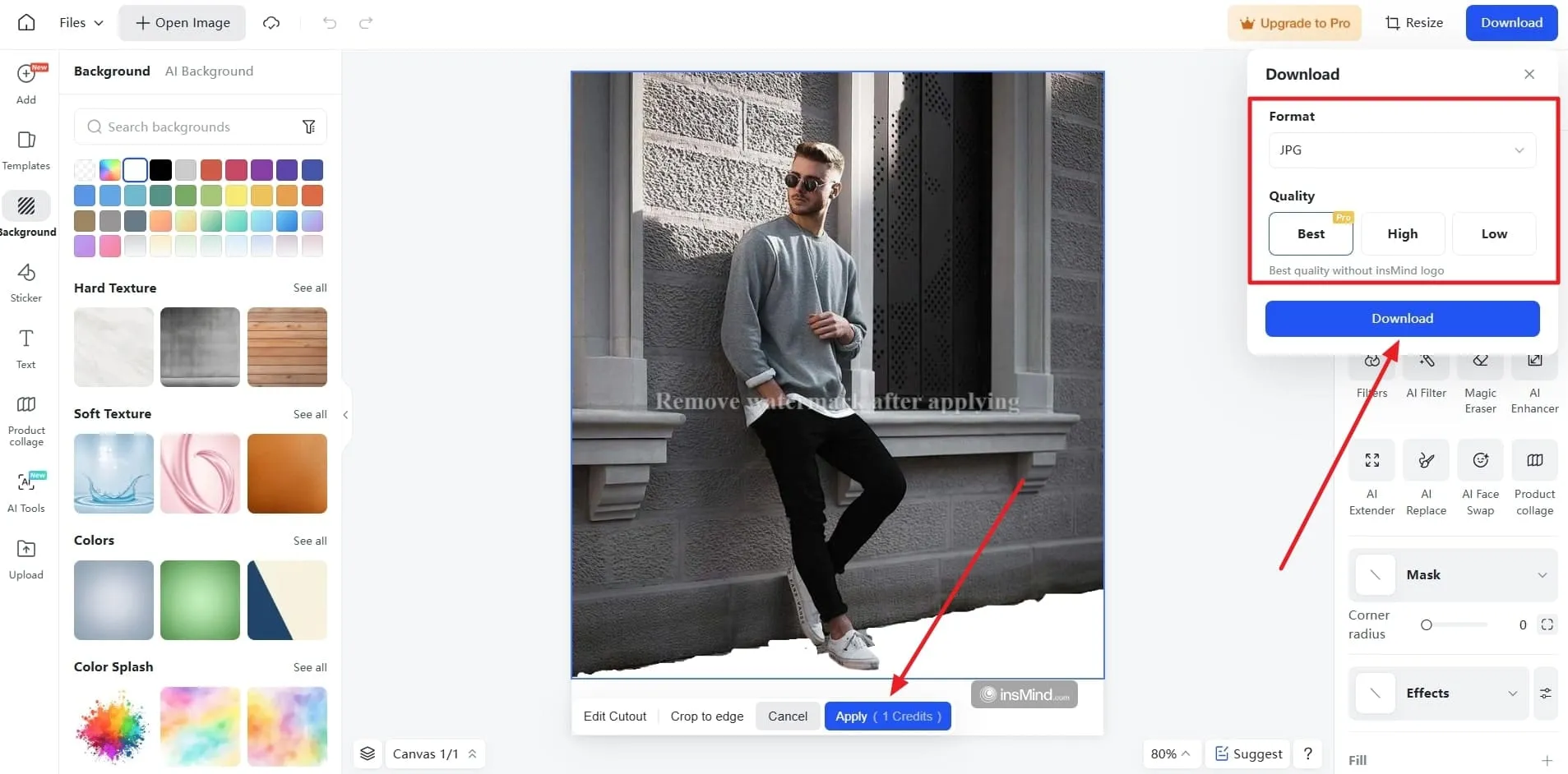 Clicking to download the high-quality version on insMInd