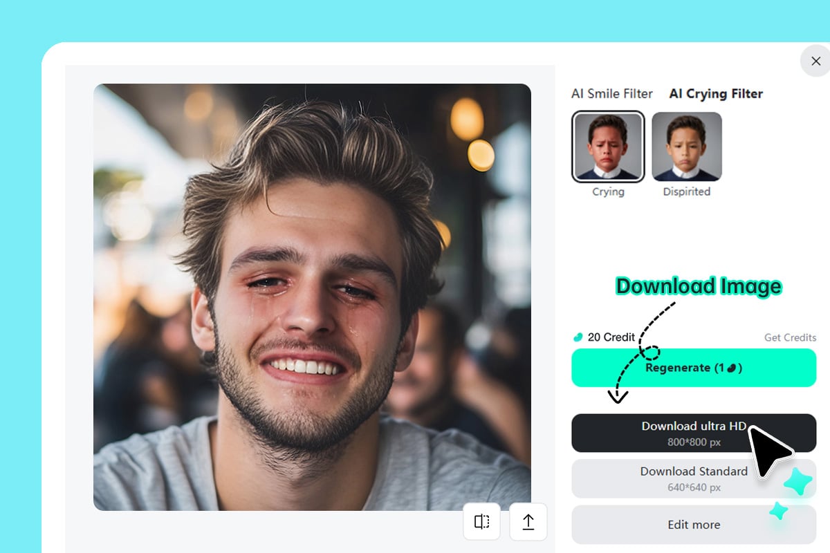 Step 3: Generate and download your sad face image