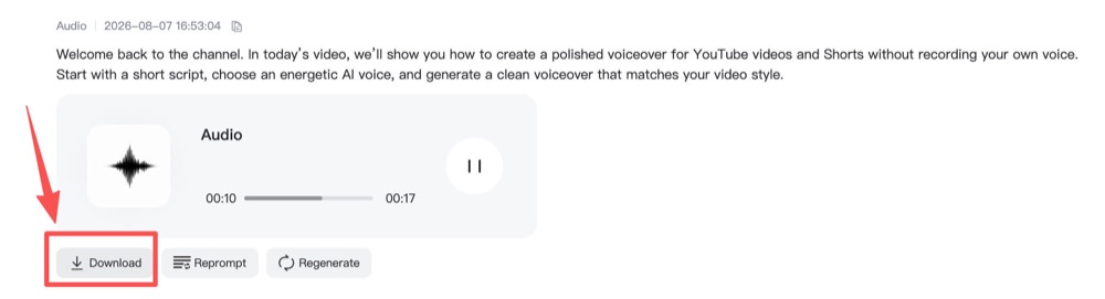 Download button for generated voiceover
